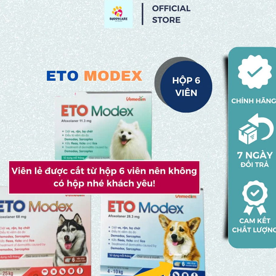 [1 Viên ] ETO Modex ( Không hộp ) - Hỗ Trợ Giữ Lông Da Chó Luôn Sạch Sẽ, Không Còn Ve Rận