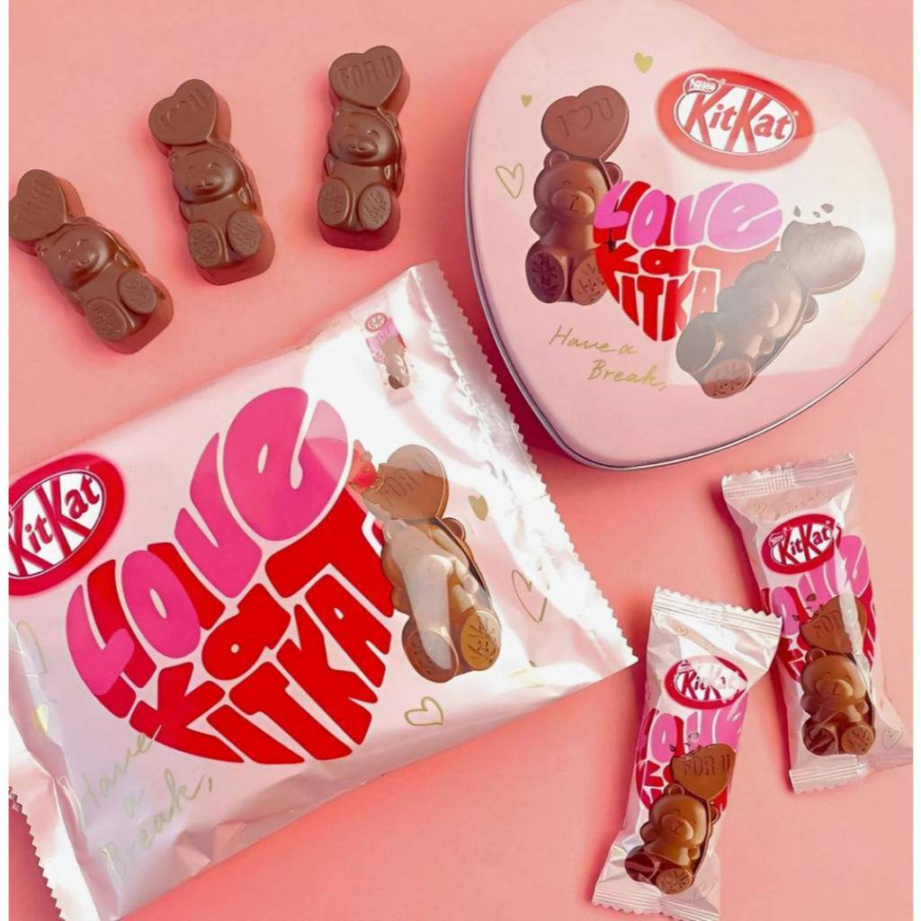 [GIỚI HẠN] Kitkat Valentine Heartful Bear Bản Hộp Thiếc, Qùa Tặng Valentine