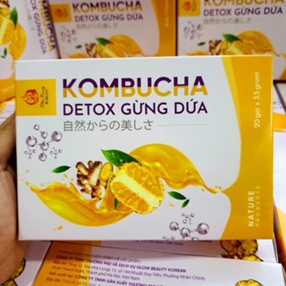[Sỉ HCM] Hộp 20 Gói Trà Kombucha Detox Gừng Dứa Hỗ trợ Giảm Cân, Chống Oxy Hóa, Đẹp Da, Thải Độc Cơ Thể