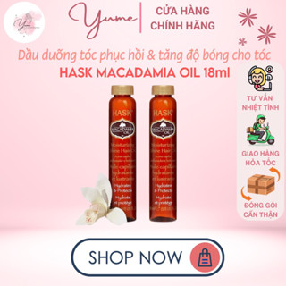 Dầu dưỡng tóc phục hồi và tăng độ bóng cho tóc Hask Macadamia Oil 18ml