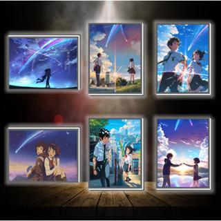 Tranh đèn led 3D đổi màu Your Name - Tranh đèn led 3D ANIME trang trí bàn làm việc, đèn ngủ
