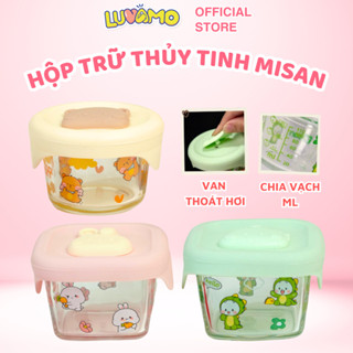 Hộp trữ đồ ăn dặm cho bé, hộp đựng thức ăn cho bé chịu nhiệt có vạch chia van thoát hơi MISAN luvamo