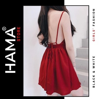 ĐẦM LỤA CỔ ĐỔ Sexy HAMA STORE H68 - HỞ LƯNG FOM XOÈ CÁ TÍNH