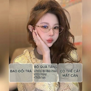  Kính mắt CL mẫu mới gọng kính cận cao cấp L1 gọng hợp kim titan tặng bộ phụ kiện nước lau kính 