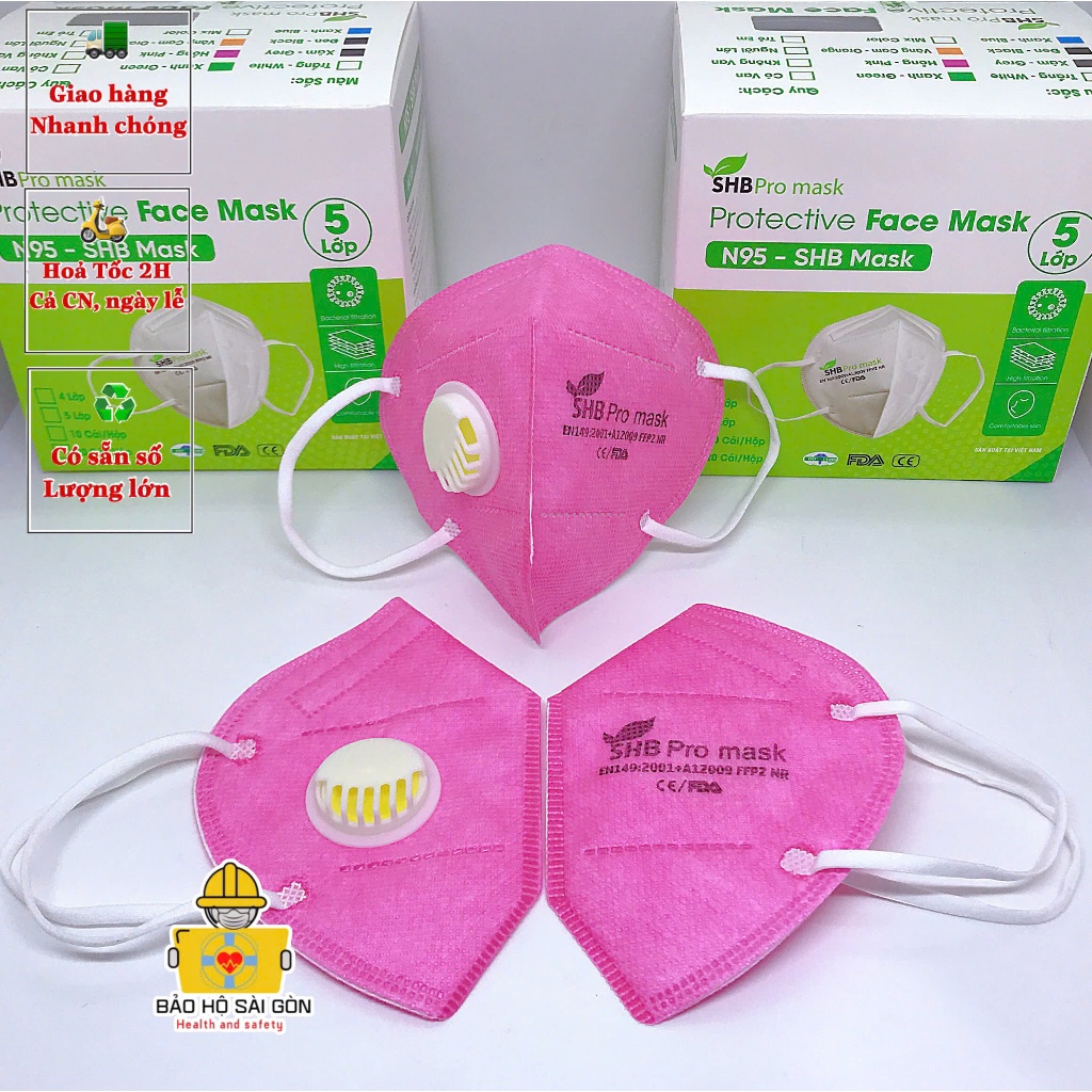 Khẩu trang N95 trẻ em có van thở SHBpro mask chính hãng, Khẩu trang KN95 cho bé hộp 10 cái