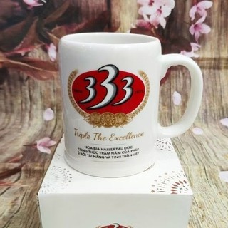 Combo 2 ly sứ minh long uống bia 0.5L - ly sứ minh long 0.5L logo bia 333