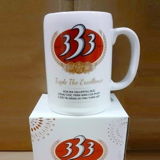 Combo 2 ly sứ minh long uống bia 0.5L - ly sứ minh long 0.5L logo bia 333