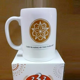 Combo 2 ly sứ minh long uống bia 0.5L - ly sứ minh long 0.5L logo bia 333