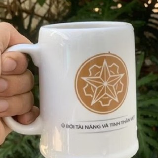 Combo 2 ly sứ minh long uống bia 0.5L - ly sứ minh long 0.5L logo bia 333
