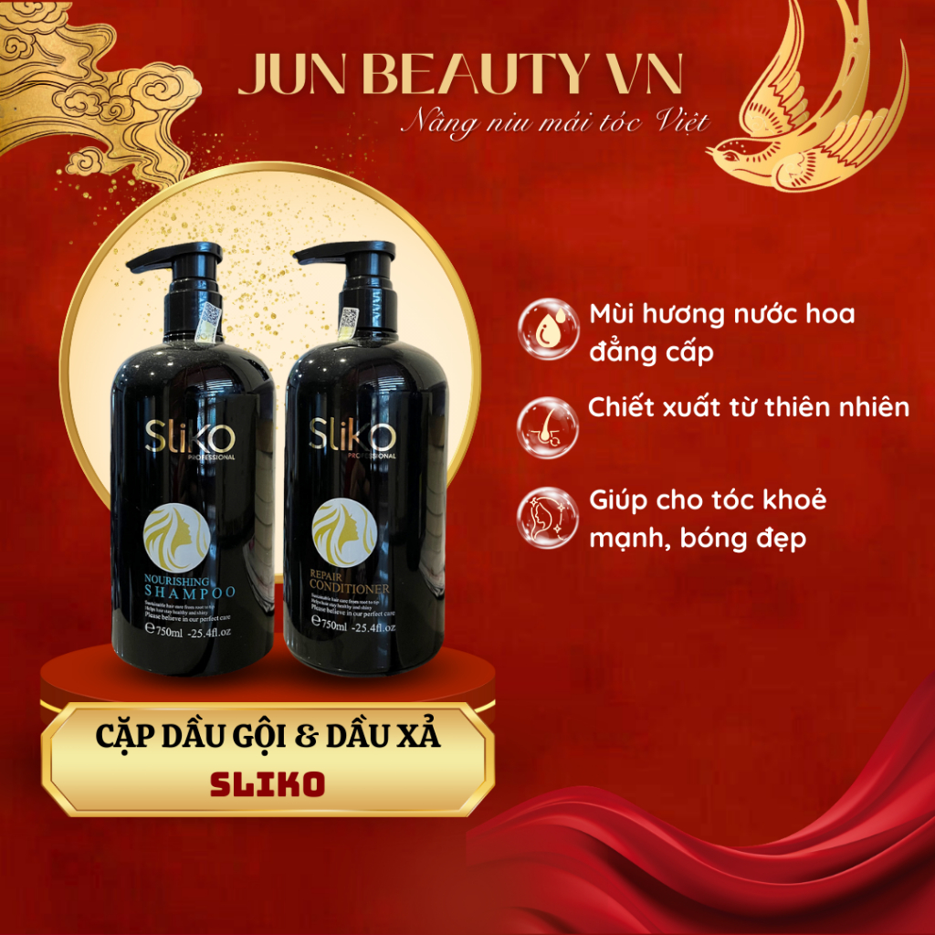 Dầu gội, Dầu xả SLIKO 750ml, Chiết xuất từ thiên nhiên, Chăm sóc tóc chuyên nghiệp