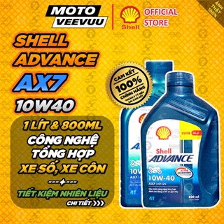 [MTVV] Dầu nhớt xe số cao cấp Shell Advance AX7 10w40 1 Lít & 800ml<END>