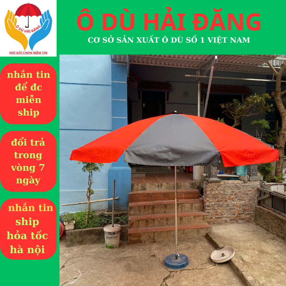Ô Dù chính tâm đường kính 2m4=8nan, Ô DÙ che nắng 2m4,che mưa,chất liệu khung sắt,vải chống thấm