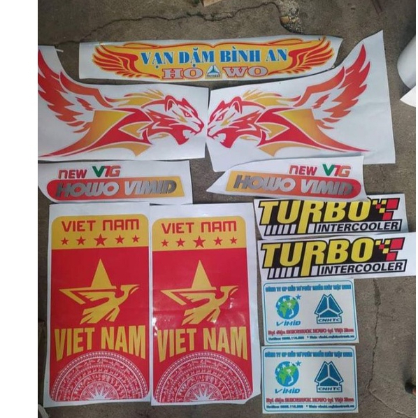 (Tem 3 lớp) Combo Bộ tem xe Howo. Tem 2 bên hông cửa.Tem dán xe tải Howo 371, 380. Bộ tem trang trí 