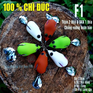  F1 CHÌ ĐÚC  nhái hơi  dài 38mm lưỡi BKK và Titan nhạy cá Lóc Chẽm 