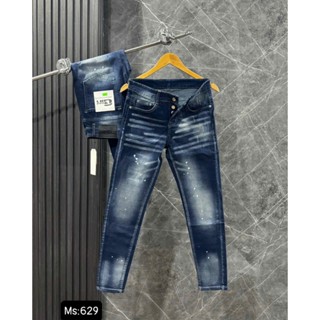 Quần JEAN DsQ Xanh Vẩy Sơn Trơn Siêu Chất Quần Bò Nam Boy Phố Vấy Sơn Siêu Cấp Hottrend