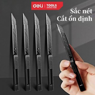 Dao Dọc Giấy Deli Chính Hãng 9mm Dao rọc mini bỏ túi kim loại tiện lợi văn phòng  có móc treo