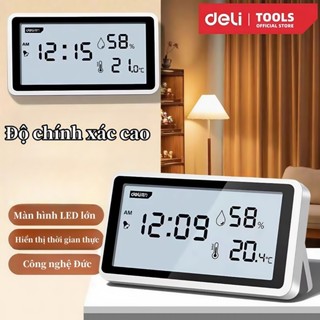 Nhiệt kế phòng Deli Đa Năng màn hình siêu mỏng, độ ấm, nhiệt độ chính xác