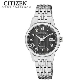 Đồng hồ nữ citizen eco-drive dây thép không gỉ fe1080-51e - mặt đen