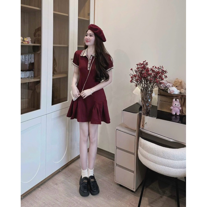 Váy Polo YT77, Đầm Polo Dáng Ngắn Phối Viền Chân Xếp Ly Chất Cotton | BigBuy360 - bigbuy360.vn