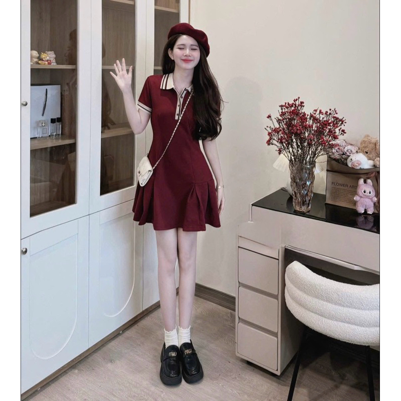Váy Polo YT77, Đầm Polo Dáng Ngắn Phối Viền Chân Xếp Ly Chất Cotton | BigBuy360 - bigbuy360.vn