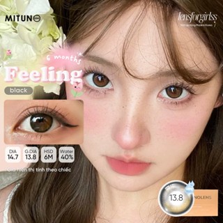 Lens cận | Kính áp tròng GIÃN TRÒNG nâu đen bóng mắt FEELING BLACK chính hãng MITUNOLENS | LENSFORGIRLSS