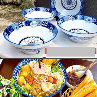 Tô loe bún phở- bát chiết yêu-tô khum bát đĩa bát tràng cao cấp-gốm sứ xanh lam