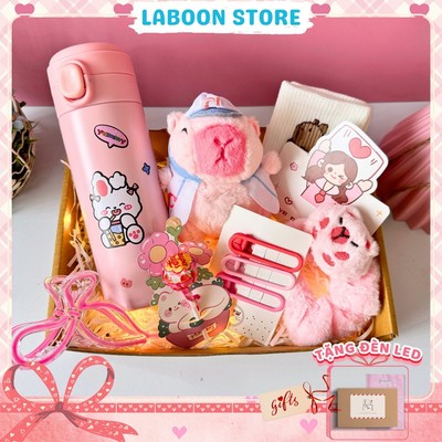 Bộ quà tặng kẹp tóc băng đô ghim cài thời trang Laboon phiên bản Capybara Lotso Cinnamoroll dễ thương