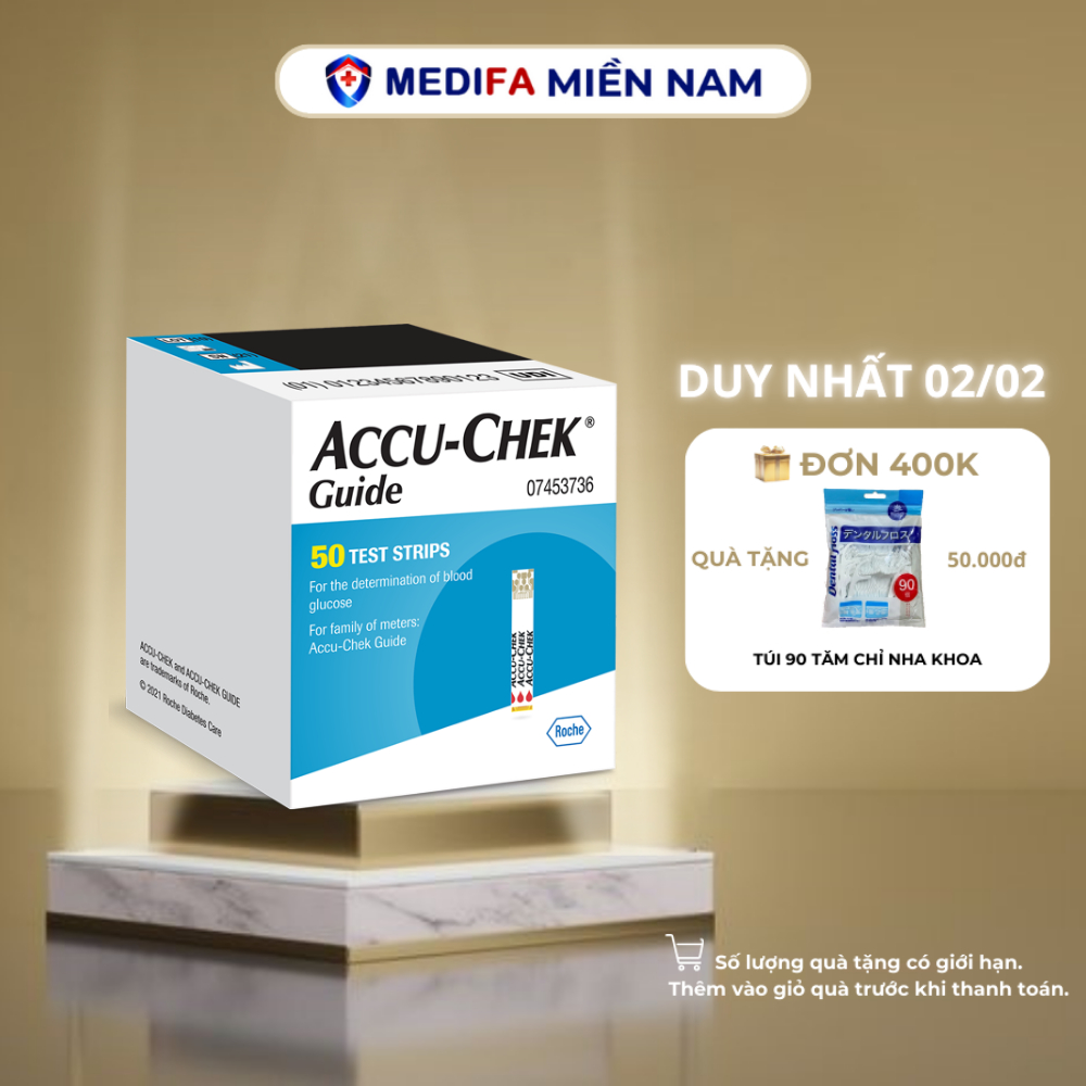 Hộp 50 Que Thử Đường Huyết ACCU-CHEK Guide Hộp Đựng Thiết Kế Thông Minh, Chống Rơi Que Thử