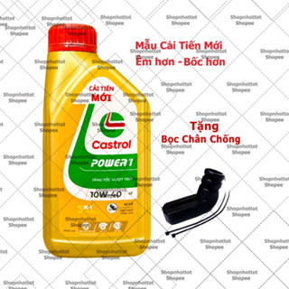 Dầu Nhớt Tổng Hợp Xe Số Castrol Power-1 10W40 800ml ( 0.8L)  + Bọc chân chống xe máy – Shopnhottot