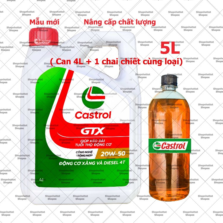 Dầu nhớt tổng hợp ô tô Castrol GTX 20w50 (Máy xăn.g và máy dầu ) 5L - Chính Hãng Castrol