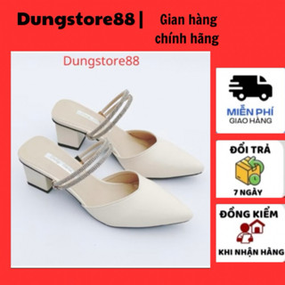  Guốc Sục Cao Gót Mũi Nhọn DUNGSTORE88 Dây Đá Đi Được 2 Kiểu Cao 5P 