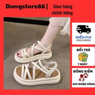  Giày sandal nữ đế độn.DUNGSTORE88 Quai dây mảnh thun hậu co giãn cực êm chân mang đi học đi dạo phố 