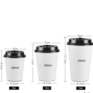 50 Cốc Giấy Trắng cafe take away ly giấy đựng đồ nóng 8oz 12oz 6oz 16oz 180ml 280ml 360ml 400ml 500ml Trantuyen1188