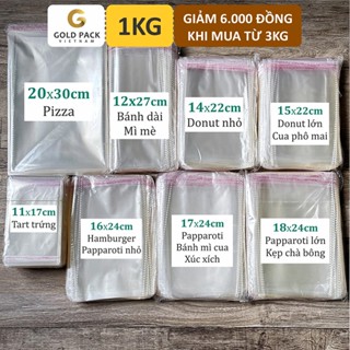 1Kg Túi OPP Dán Keo Size 11x16, 12x27, 14x22, 15x22, 16x24, 17x24, 18x24, 20x30cm [Gold Pack Viet Nam]