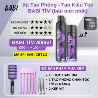 [100ml - 300ml ver2] Xịt phồng tóc BABI tạo kiểu XANH - TÍM giữ nếp tóc Set & Keep Spray TOC01