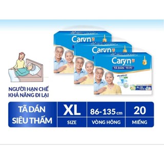 Combo 3 Tã Dán Người Lớn Caryn XL20  Siêu Thấm vòng hong 86 - 135cm,     tã người già