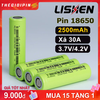 Pin 18650 Lishen Xanh 2500mAh, 3.7v xả cao 30A Mới, Mua 15 tặng 1, Freeship