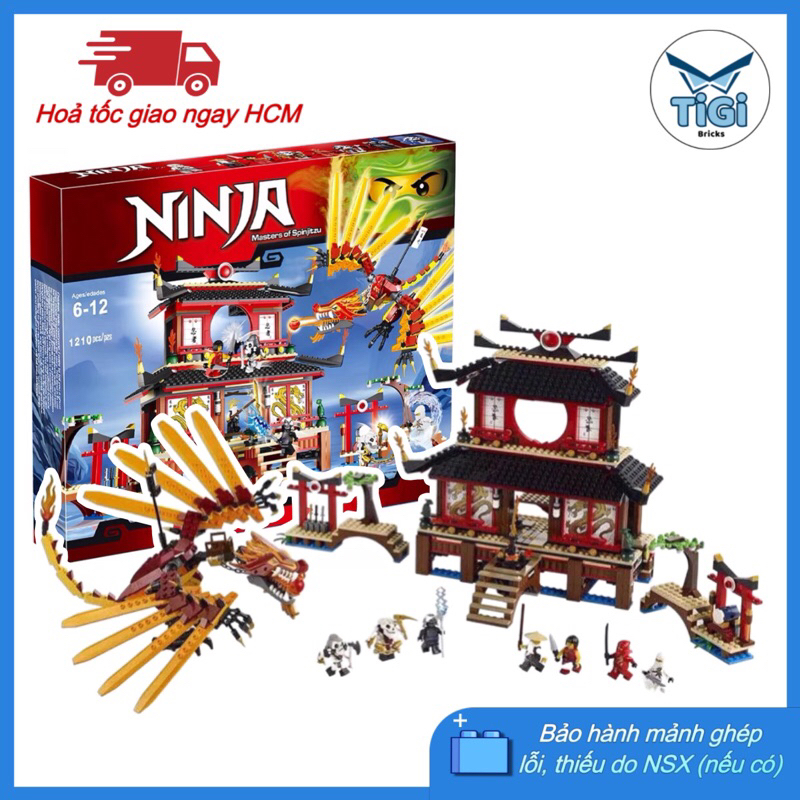 [Tặng Mini] Ninjago season 1 Fire Temple đền rồng lửa - Mô hình Rồng lửa ninja Pilot