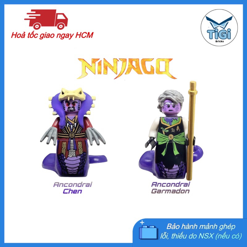 Đồ chơi Mô hình Lắp ráp Ninjago Minifigures Garmadon rắn tím - Chen rắn tím - Lắp ráp nhân vật phản 