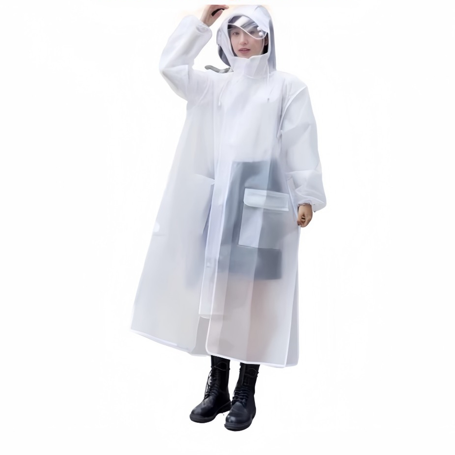 Áo Mưa Măng Tô Trong Suốt Có Khoá Kèm Khúc Cài Phía Ngoài Chống Mưa Bão Chống Thấm Nước Tuyệt Đối