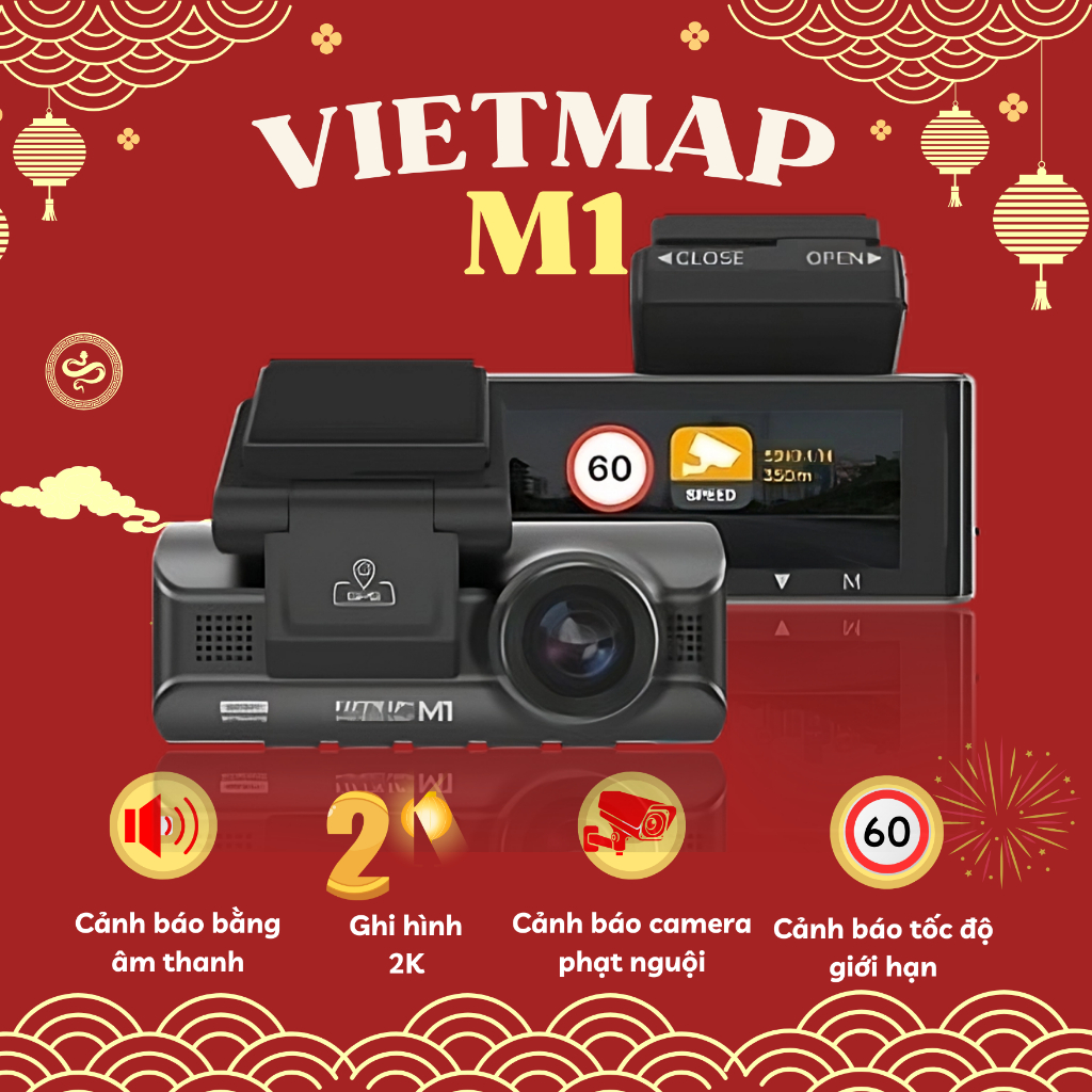 CAMERA HÀNH TRÌNH VIETMAP SPEED MAP M1, TRƯỚC SAU 2K, CẢNH BÁO GIAO THÔNG, CAM PHẠT NGUỘI