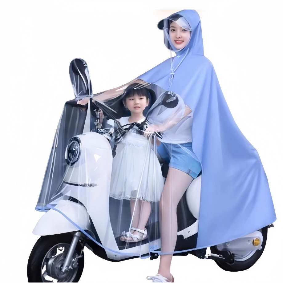 Áo mưa mẹ và bé nửa trước trong suốt che phủ toàn thân kèm kính chắn mưa cực kỳ tiện lợi [ HÀNG TỐT ]
