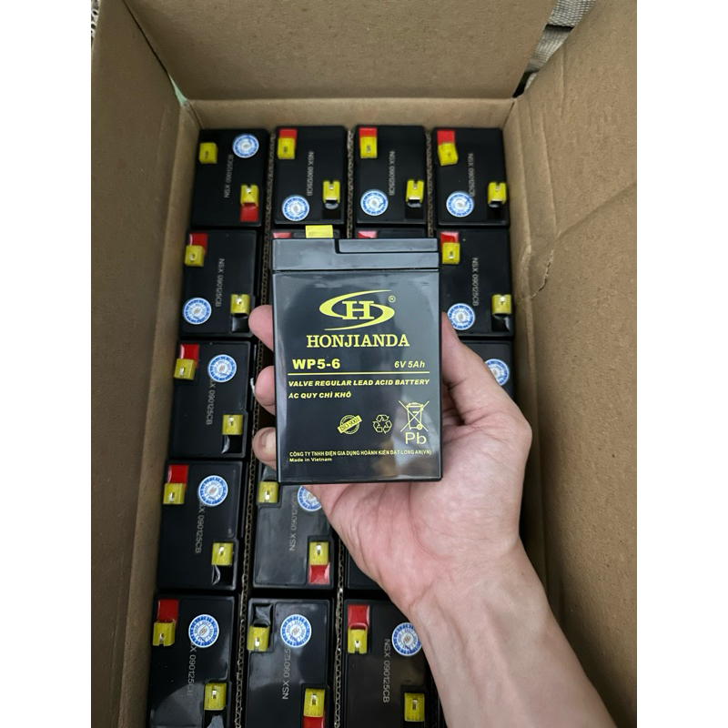 Pin sạc 6V 5ah chính hãng HONJIANDA [MỚI 2026] - thay cho đèn sạc , quạt sạc , đèn khẩn cấp ..