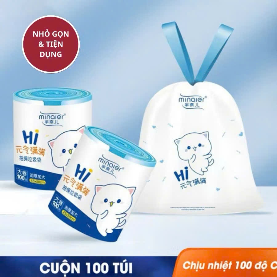 [ COMBO 3 QUẬN ] Túi rác PTLUXURY có dây rút tự hủy sinh học siêu dày chắc chắn kích thước 45 x 50 cm