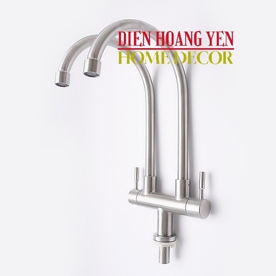 Vòi rửa chén Vòi rửa bát đôi inox 304 dùng nước lạnh