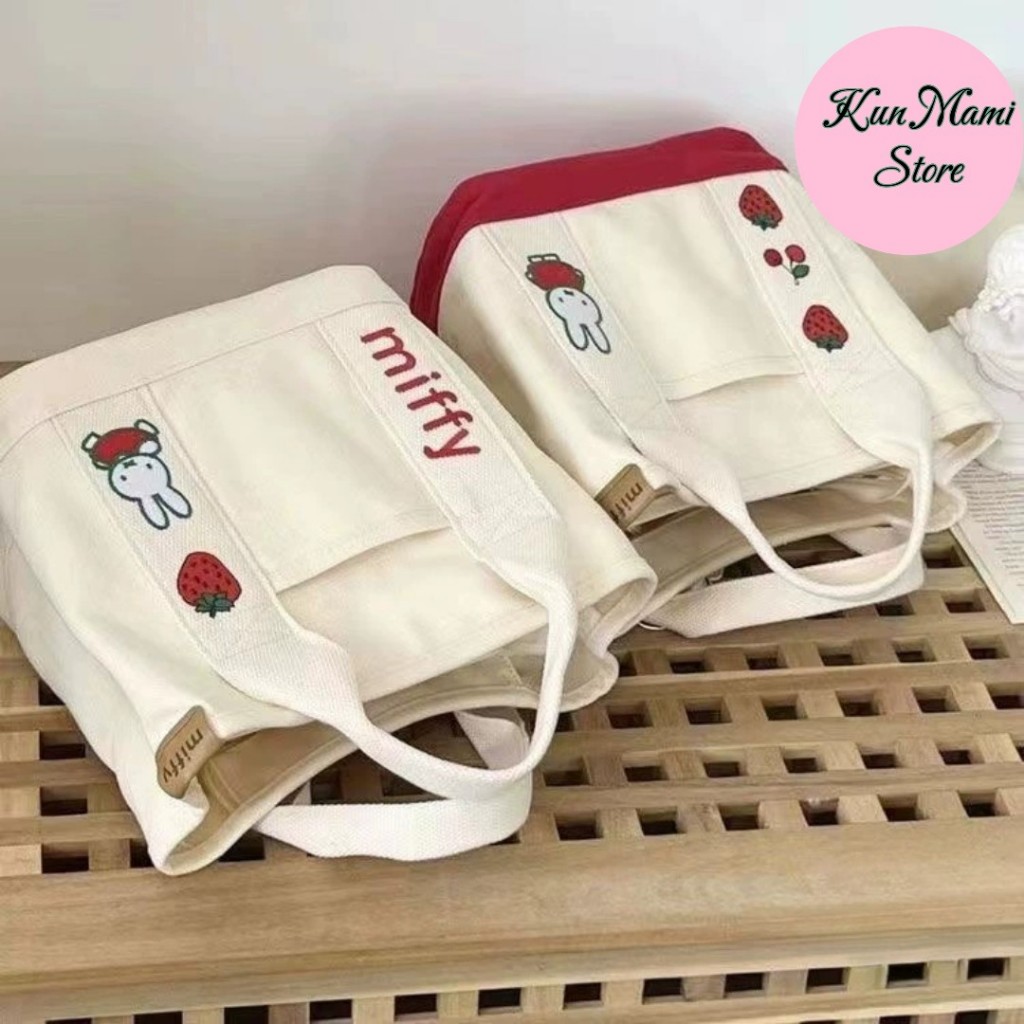 Túi xách nữ thời trang, túi đa năng, túi xách bỉm sữa vải thô thêu họa tiết đáng yêu ngộ nghĩnh