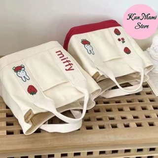 Túi xách nữ thời trang, túi đa năng, túi xách bỉm sữa vải thô thêu họa tiết đáng yêu ngộ nghĩnh