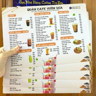 In menu nhựa PVC Cao cấp - Chống nước - Bền màu