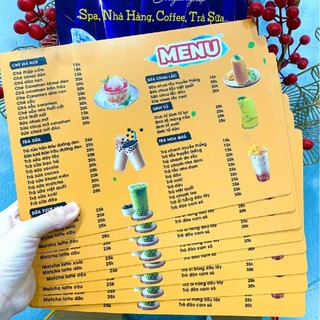 In menu nhựa PVC Cao cấp - Chống nước - Bền màu