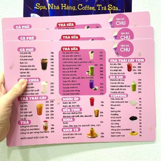 In menu nhựa PVC Cao cấp - Chống nước - Bền màu